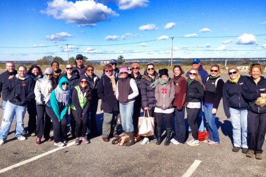 Hamptons Hurricane Relief Fund and New York Media Cares volunteers October 24 prepare to plant seagrass. Photo credit: Courtesy HHRF