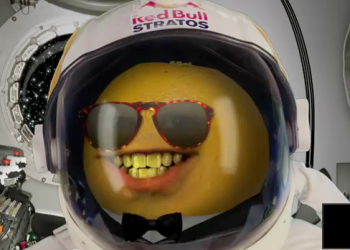 Annoying Orange in a Red Bull Stratos suit for YouTube Style video viral