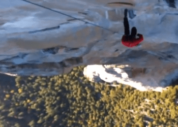 Huge Porch Swing Fall from Top of El Capitan in Yosemite National Park