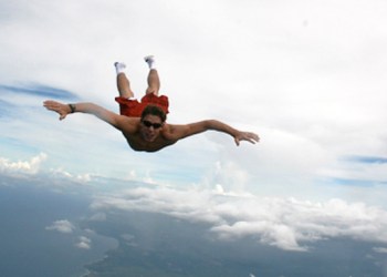 Travis Pastrana jumping out of a plane with no parachute.