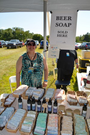 Eliane Lombardo of East End Soap, established in 1999. Some of the soaps include beer in the ingredients.