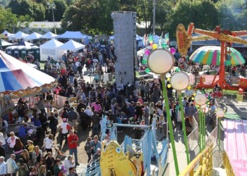 Bird's eye view of the carnival area of the San Gennaro Feast of the Hamptons.