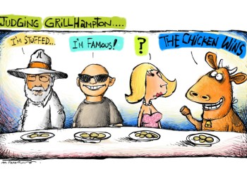 GrillHampton cartoon by Mickey Paraskevas