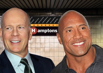 Bruce Willis and Dwayne Johnson are filming Die Hard 26 on the Hamptons Subway