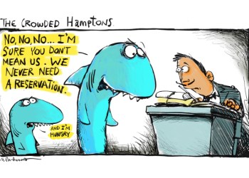 Hungry sharks cartoon by Mickey Paraskevas