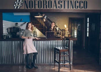 Jessica Dunne and Jennilee Morris at their North Fork Roasting Co. café in Southold.