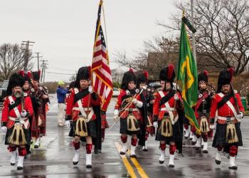 Marching in the 2017 Montauk St. Patrick's Day parade in the Hamptons