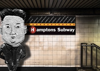 Kim-Jong Un statue in the Hamptons Subway