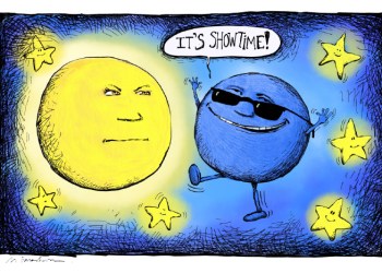 Solar eclipse cartoon by Mickey Paraskevas