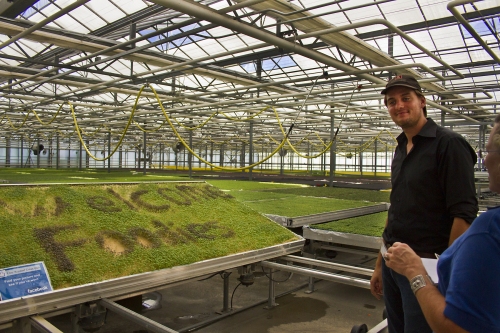 Stijn Baan of Koppert Cress Micro Greens USA in Cutchogue discusses the growth and harvesting of the micro greens in their greenhouse at the 6th Annual Foodie Tour on Long Island’s North Fork this past Sunday.