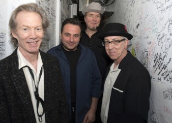 The Lone Sharks, Paul Scher, Tony Palumbo, Gene Casey and Chris Ripley outside the Bay Street Theater Green Room before taking the stage for an evening in tribute to Elvis.