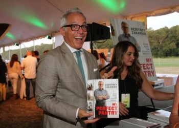 Geoffrey Zakarian proudly displays his latest book at Dan's Harvest East End 2015