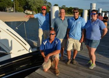 Hampton Watercraft & Marine: Owner, President and founder Tony Villareale, Vice President Joe Villareale, Mike Crowe, Megan Buckley and, kneeling, Chris Jamieson.