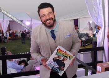 Adam Richman signing his book in the VIP lounge at Grillhampton