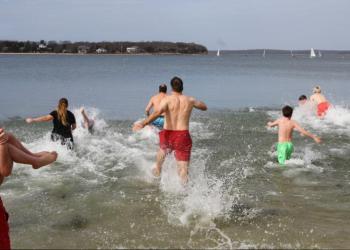 Participants ran into the cold water at the Polar Plunge