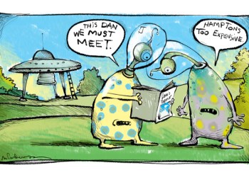 alien invaders cartoon by Mickey Paraskevas