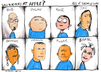 Apple Store cartoon by Mickey Paraskevas