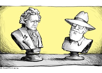 Beethoven and Dan cartoon by Mickey Paraskevas