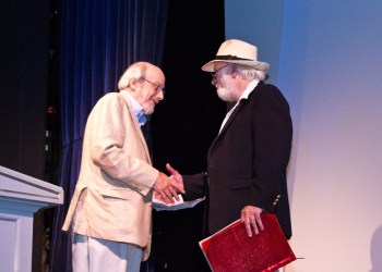 Dan and E.L. Doctorow at the 2013 Dan's Literary Prize ceremony