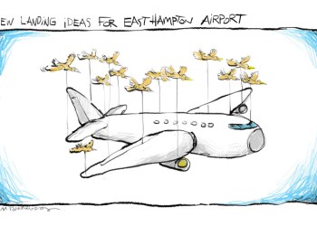 ast Hampton Airport landing cartoon by Mickey Paraskevas