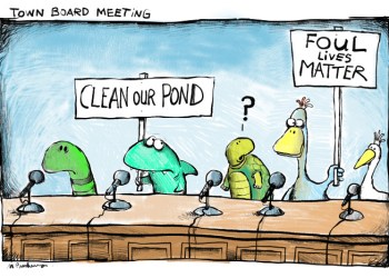 Georgica Pond cartoon by Mickey Paraskevas