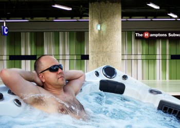 Hamptons Subway installed a platform hot tub for HarborFrost