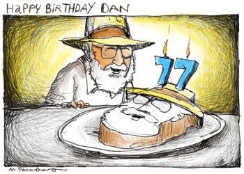 Happy birthday Dan cartoon by Mickey Paraskevas