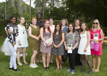 Longwood High School award-winners with teachers Cynthia-Gerard and Christine Lulenski.