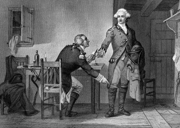 Major John André picking up papers from Benedict Arnold...but is that what really happened? What else about André is truly known?