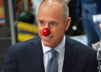 Matt Lauer rides for Red Nose Day