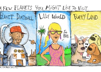 Planets cartoon by Mickey Paraskevas