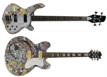 Jackson Pollock studio guitar and studio bass