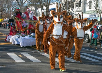 Rudolph leads Santa’s sleigh!