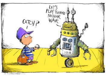 Robot cartoon by Mickey Paraskevas