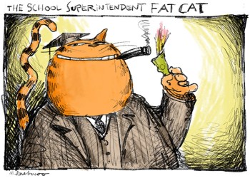 School fat cats cartoon by Mickey Paraskevas