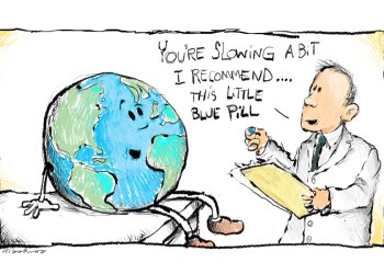 Slow Earth cartoon by Mickey Paraskevas