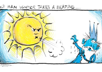 Summer in December cartoon by Mickey Paraskevas