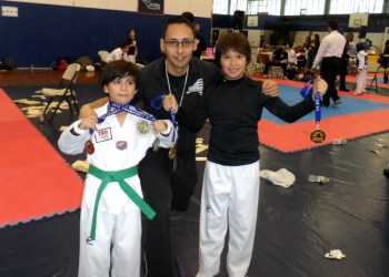 Taekwondo kids with Nelson