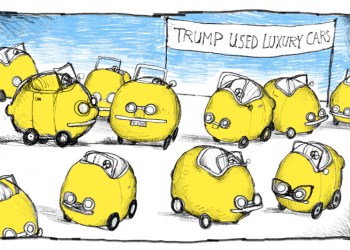 Trump Used Car Lot Cartoon by Mickey Paraskevas