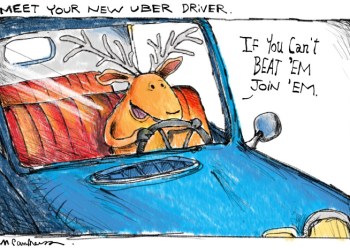 Uber deer cartoon by Mickey Paraskevas