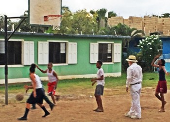 Dan plays basketball in Virgin Gorda