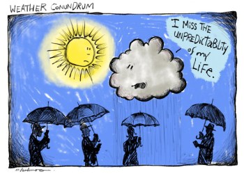 Weather conundrum cartoon by Mickey Paraskevas