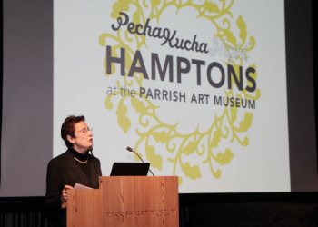 Parrish Art Museum director Terrie Sultan at PechaKucha Night.