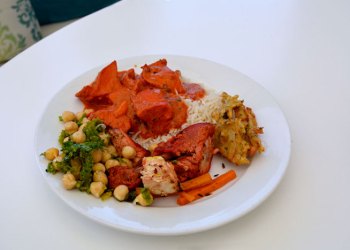 Assortment of food from the Saaz lunch buffet