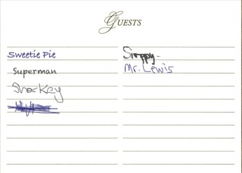 Hamptons celebrity codenames in hotel guestbook