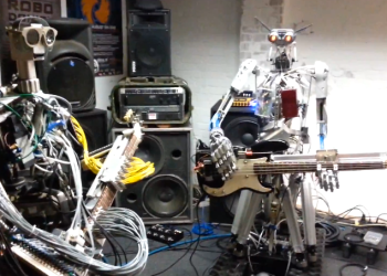 Compressorhead robot rock band video still