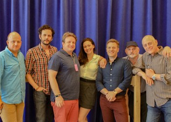 Fellow Travelers cast and creative team (Jeffrey Bean, Wayne Alan Wilcox, Jack Canfora, Rachel Spencer Hewitt, Vince Nappo, Michael Wilson, Mark Blum, Photo: Courtesy Bay Street Theater