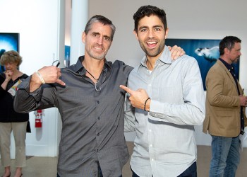 Shawn Heinrichs and Adrian Grenier at the opening of Light on Shadow at Southampton Arts Center