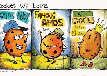 Tate's cookies cartoon by Mickey Paraskevas