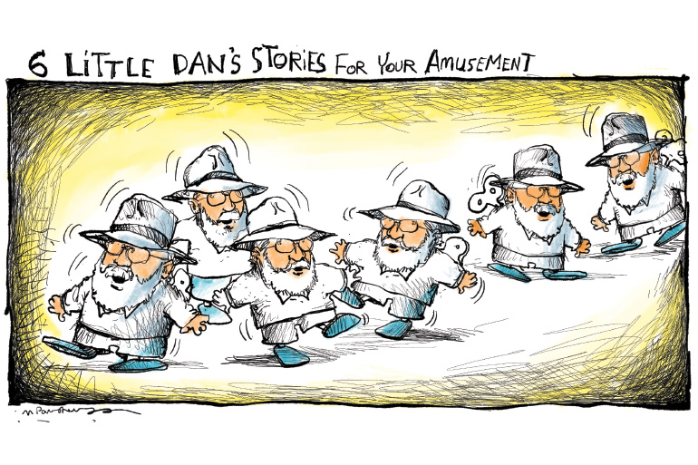 Six Dan's shorts cartoon by Mickey Paraskevas